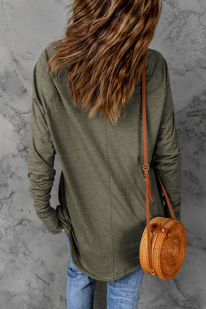 Threaded Pear Thea Merry Christmas Trees Thumbhole Sleeve Graphic Tee