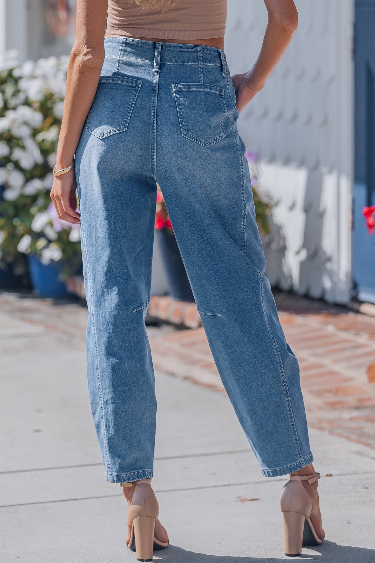 Threaded Pear Hana Wash Cuffed Barrel Jeans