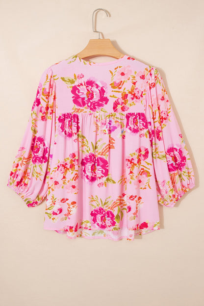 Threaded Pear Nicole Puffy Half Sleeve Blouse