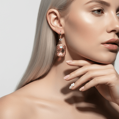 Orange Crystal & Cubic Zirconia Goldtone Cushion-Cut Hook Earrings