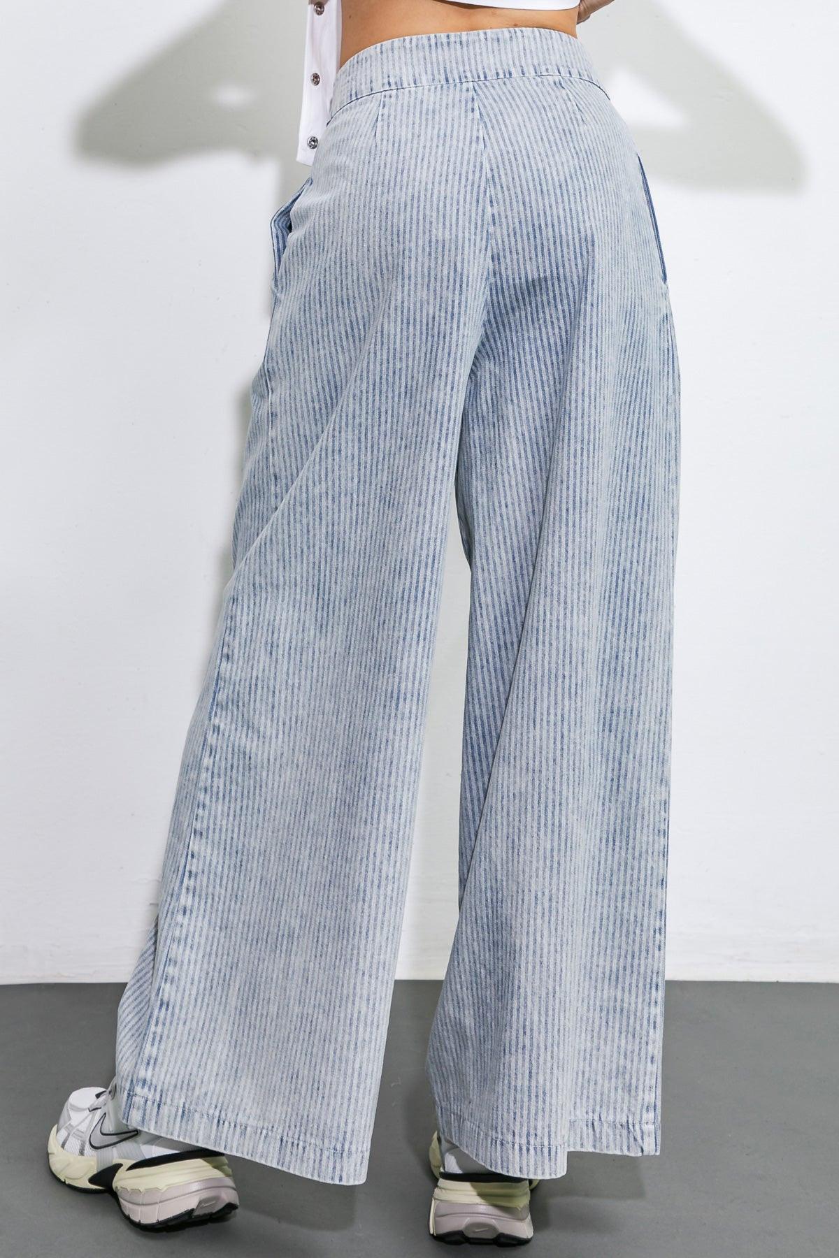 Play My Way Striped Denim Pants