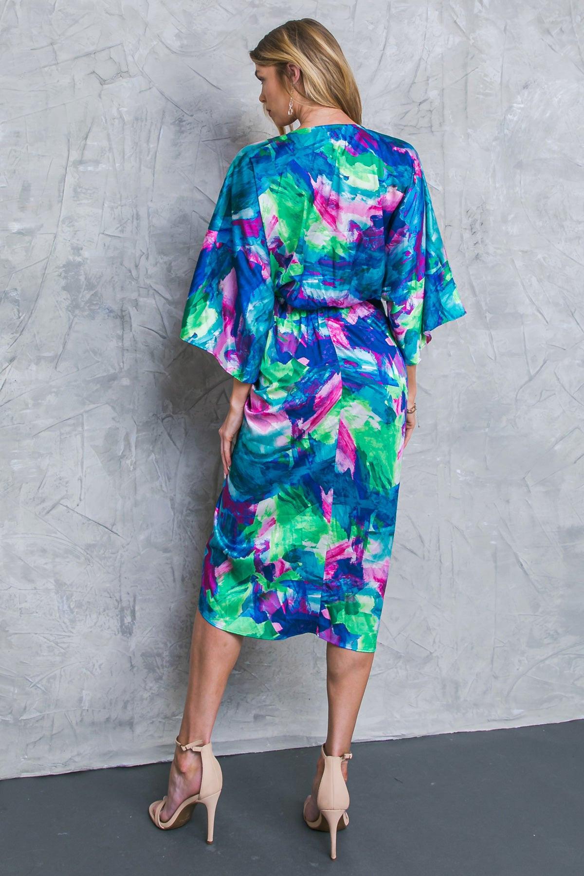 On the Horizon Woven Satin Midi Dress