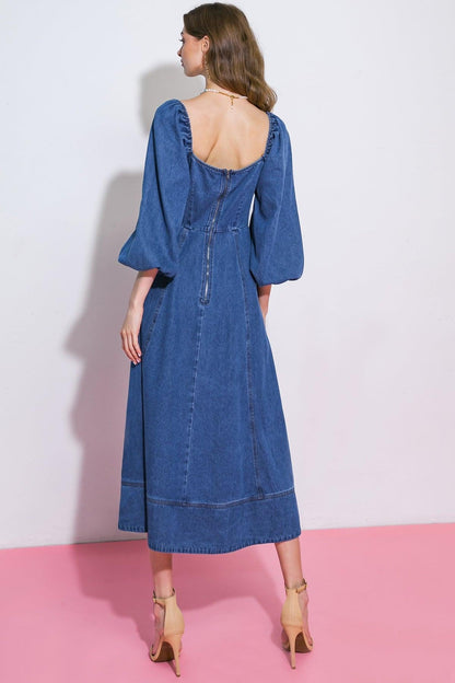 Feelin's Groovy Denim Midi Dress