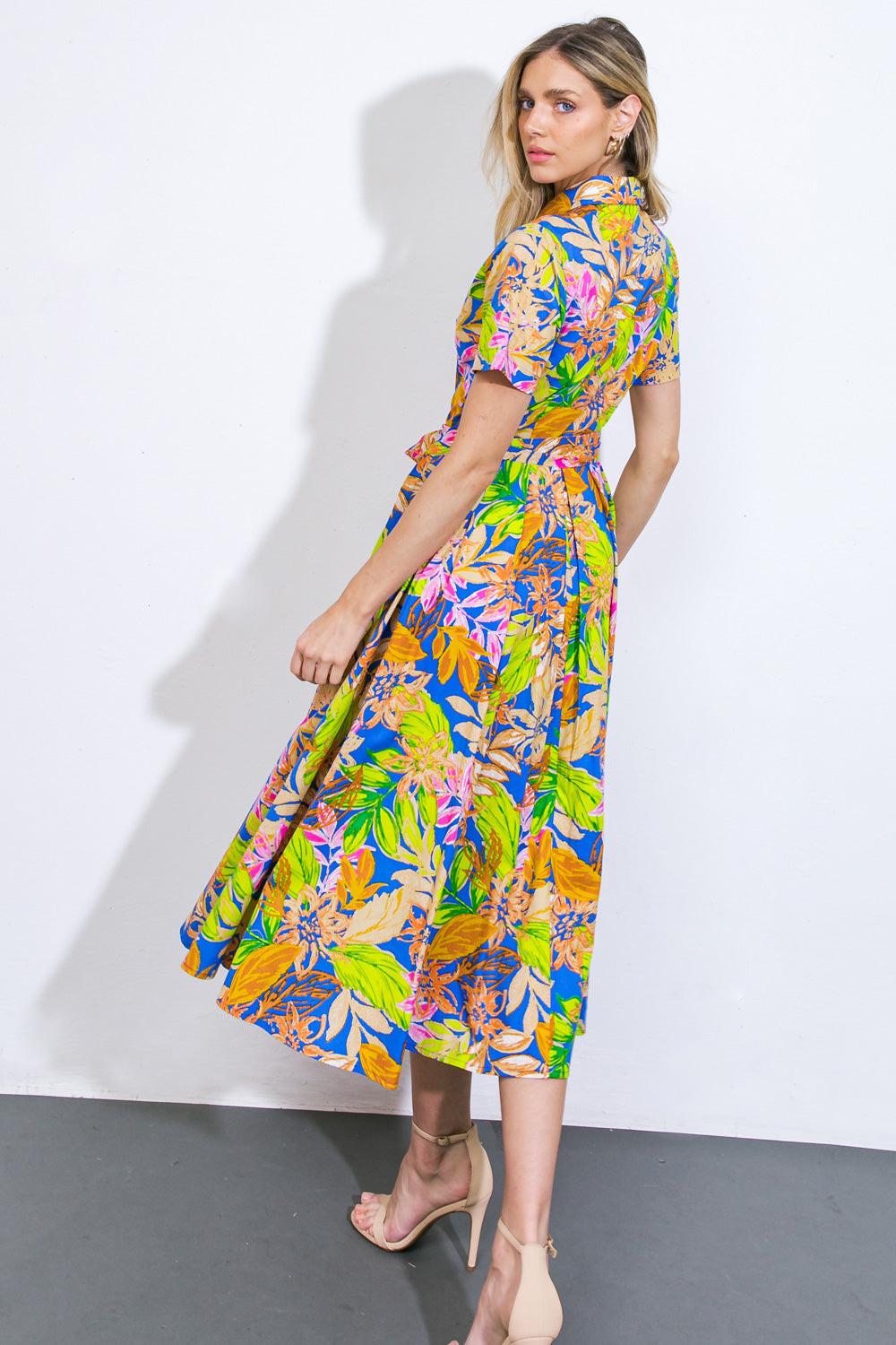 Keep Blooming Woven Midi Dress