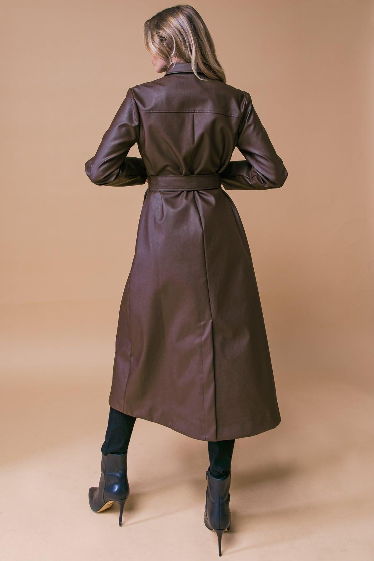 What a Wonderful Day Leather Midi Coat