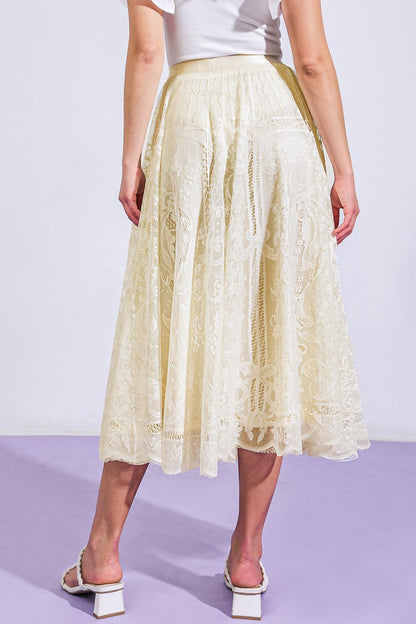 Meaningful Moment Woven Lace Midi Skirt