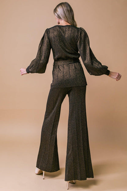 Stunning Stance Metallic Sweater Tunin and Pant Set