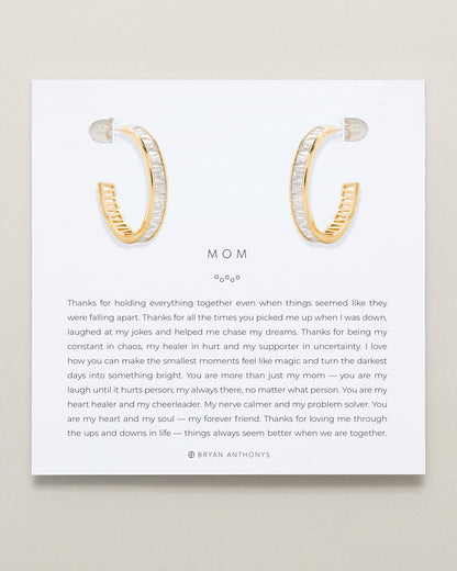 Mom Baguette Midi Hoop Earrings