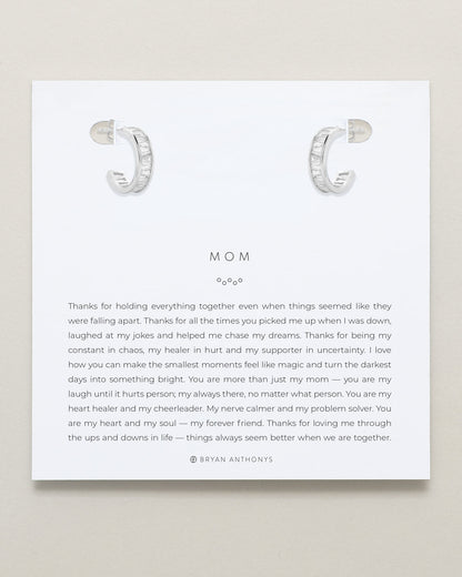 Mom Baguette Mini Hoop Earrings