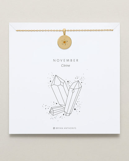 Birthstone Pendant Necklace — Citrine
