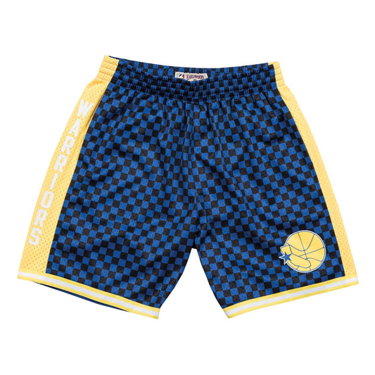 Mitchell & Ness Men's NBA Checked Swingman Shorts Golden State Warriors Blue
