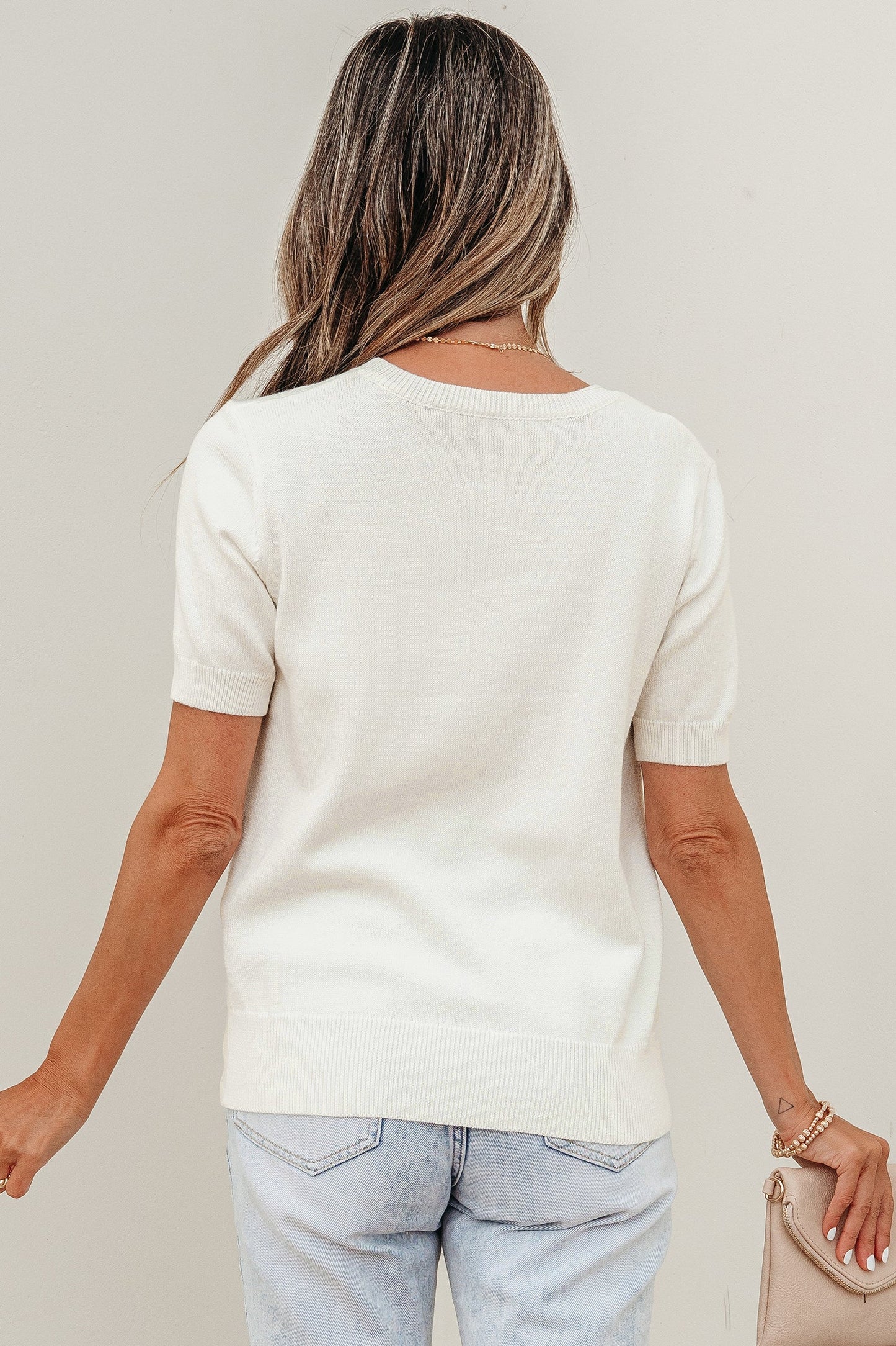 Threaded Pear Regina Printed Short Sleeve Sweater