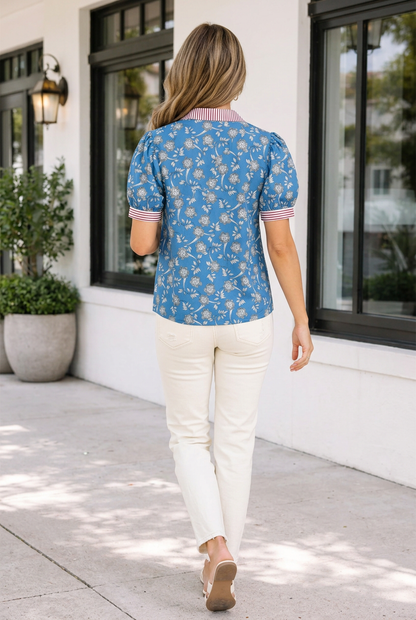 Threaded Pear Francesca Short Sleeve Blouse