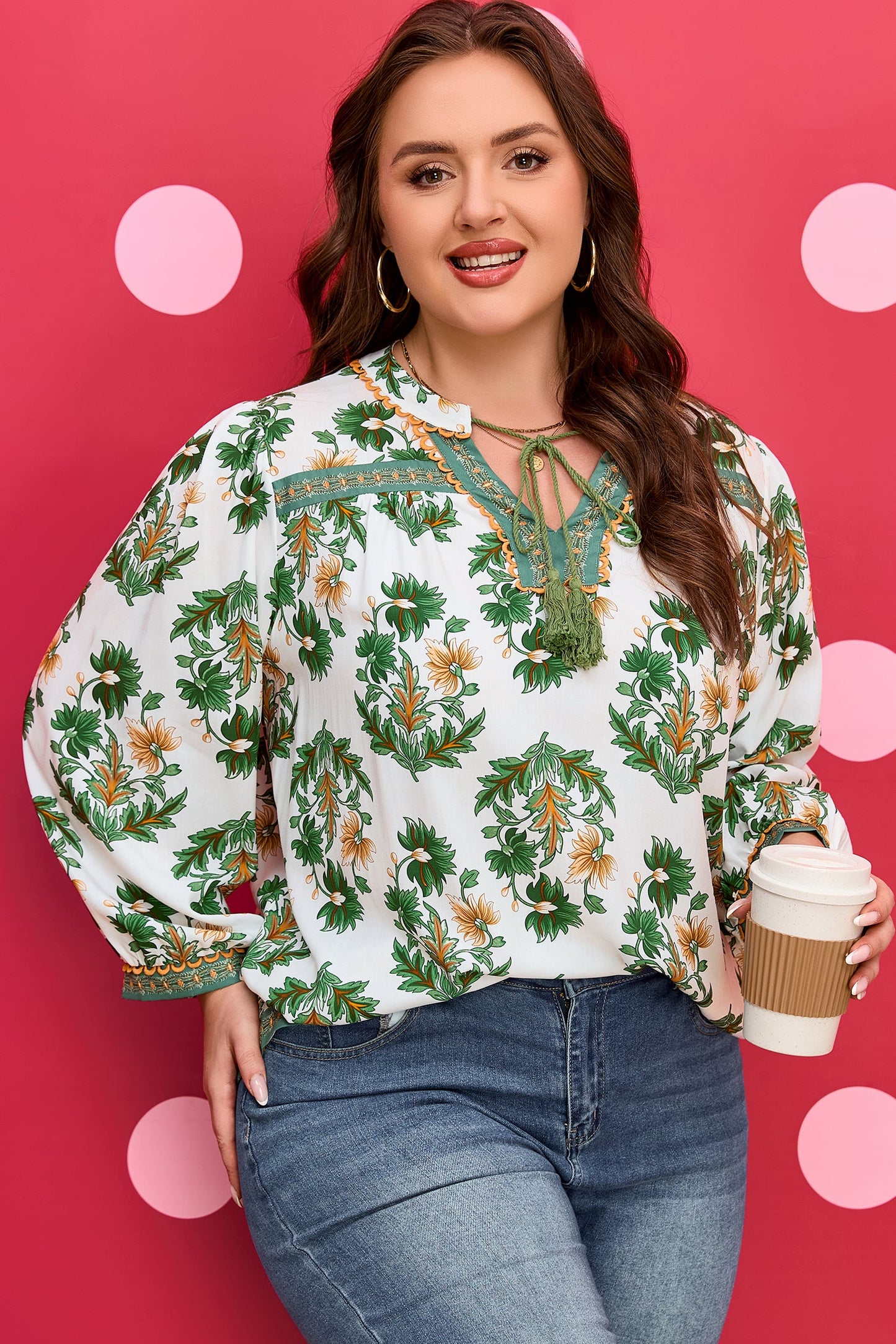 Threaded Pear Kira 3 4 Sleeve PLUS Blouse