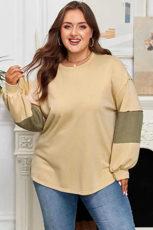Threaded Pear Bethany Patchwork Drop Shoulder PLUS Pullover