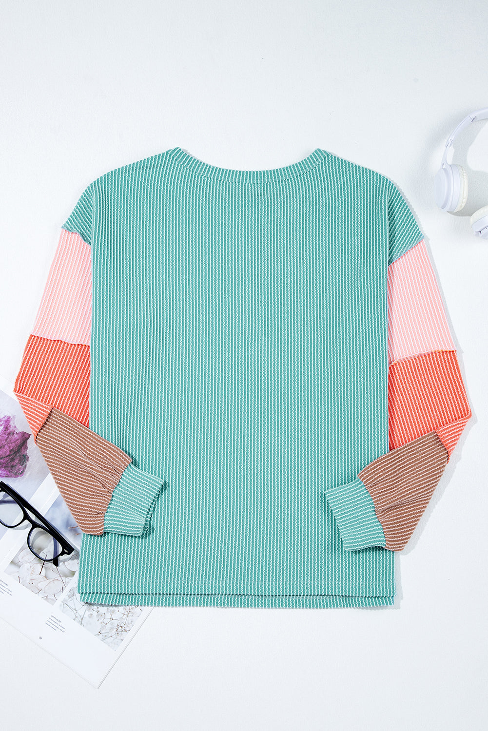 Threaded Pear Aria Knit Colorblock Henley Top