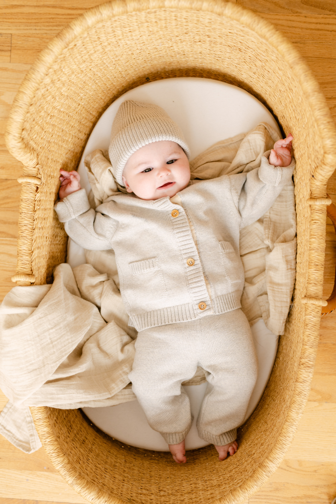Merino Wool Baby Cardigan in Light Heather Gray
