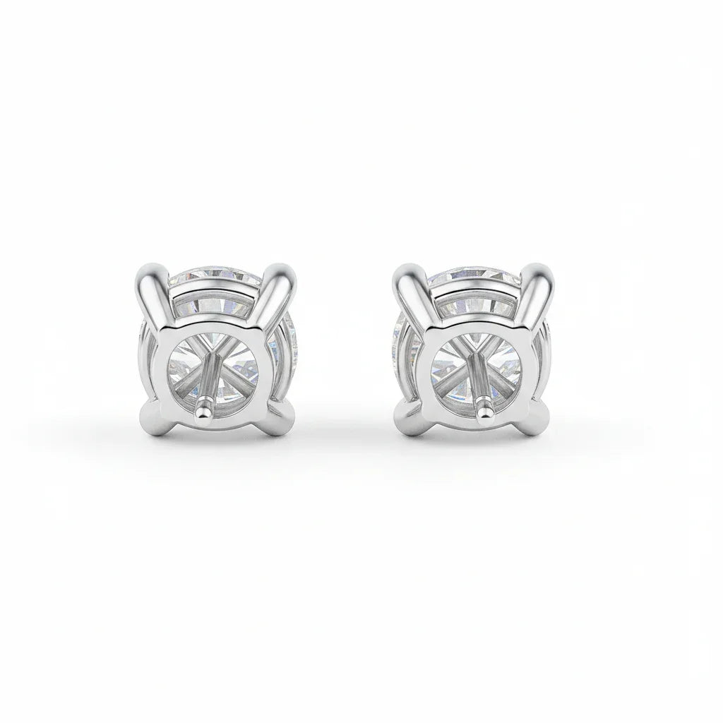 IGI Certified Round Lab Grown Diamond Solitaire Stud Earrings White Gold