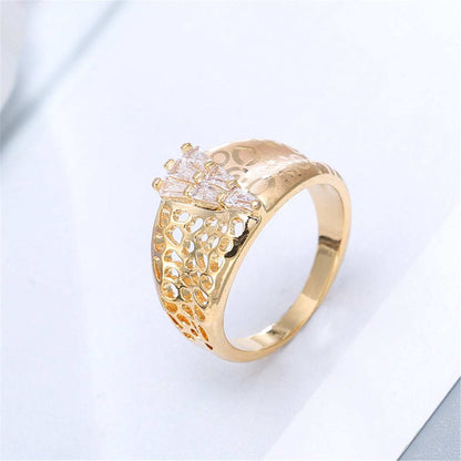 Crystal & Goldtone Tower Ring
