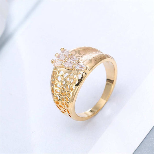 Crystal & Goldtone Tower Ring