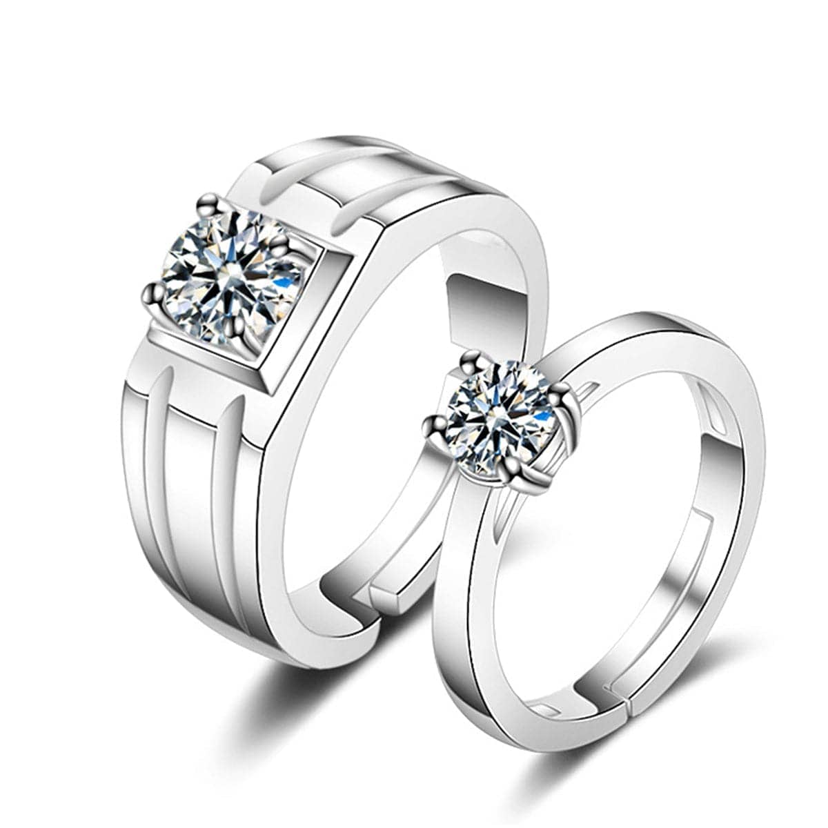 Two-piece Crystal Textured Cocktail Ring Set