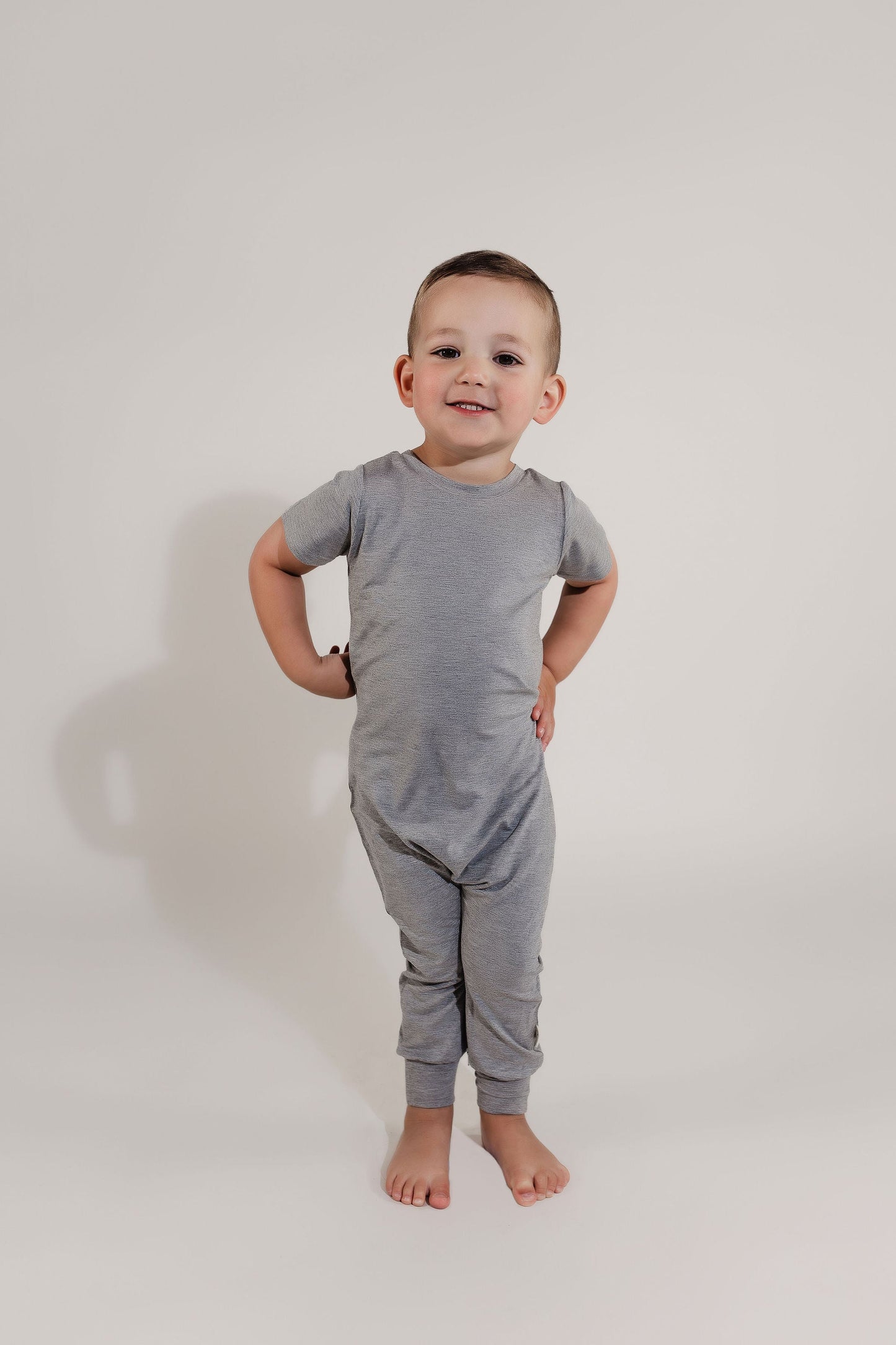Grey Bamboo Lyocell Zip Romper