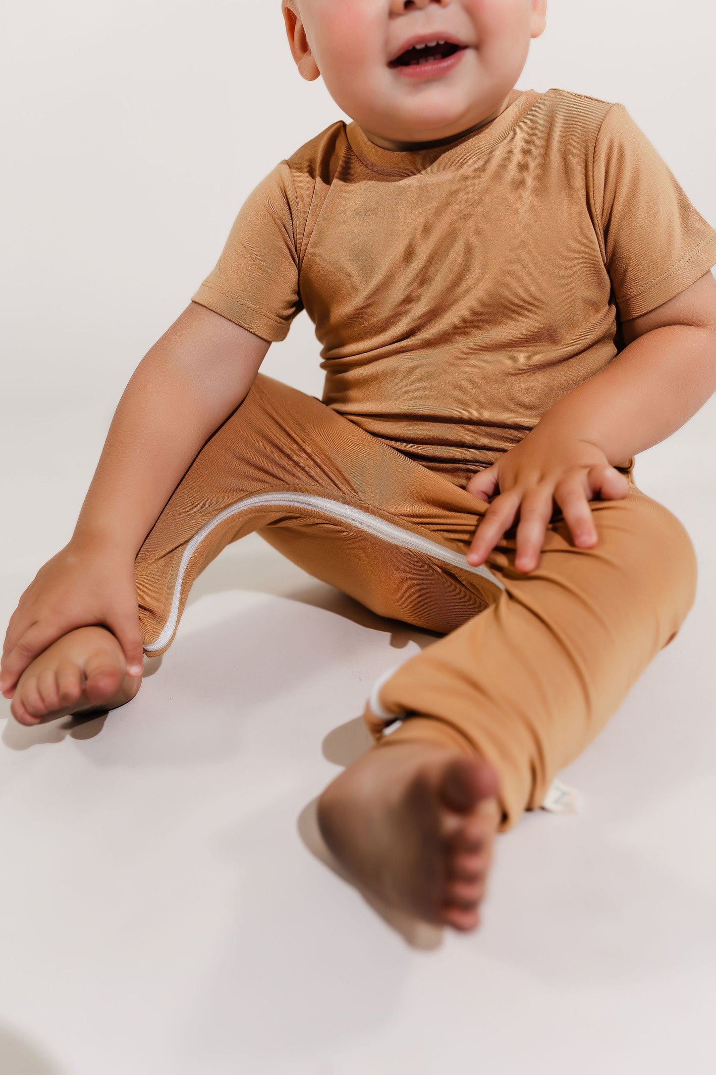 Camel Bamboo Lyocell Zip Romper