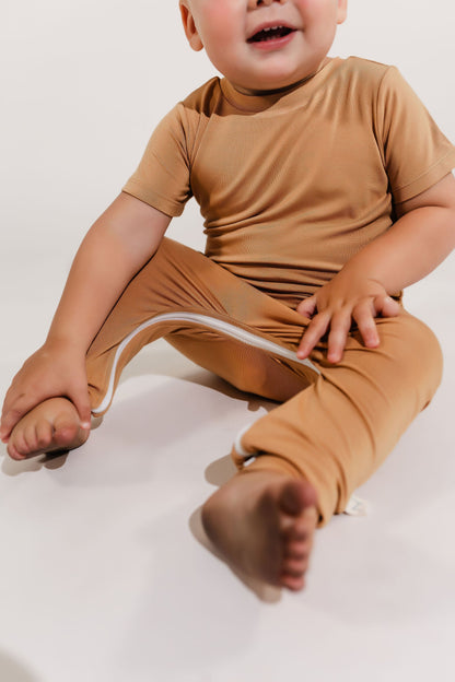 Camel Bamboo Lyocell Zip Romper