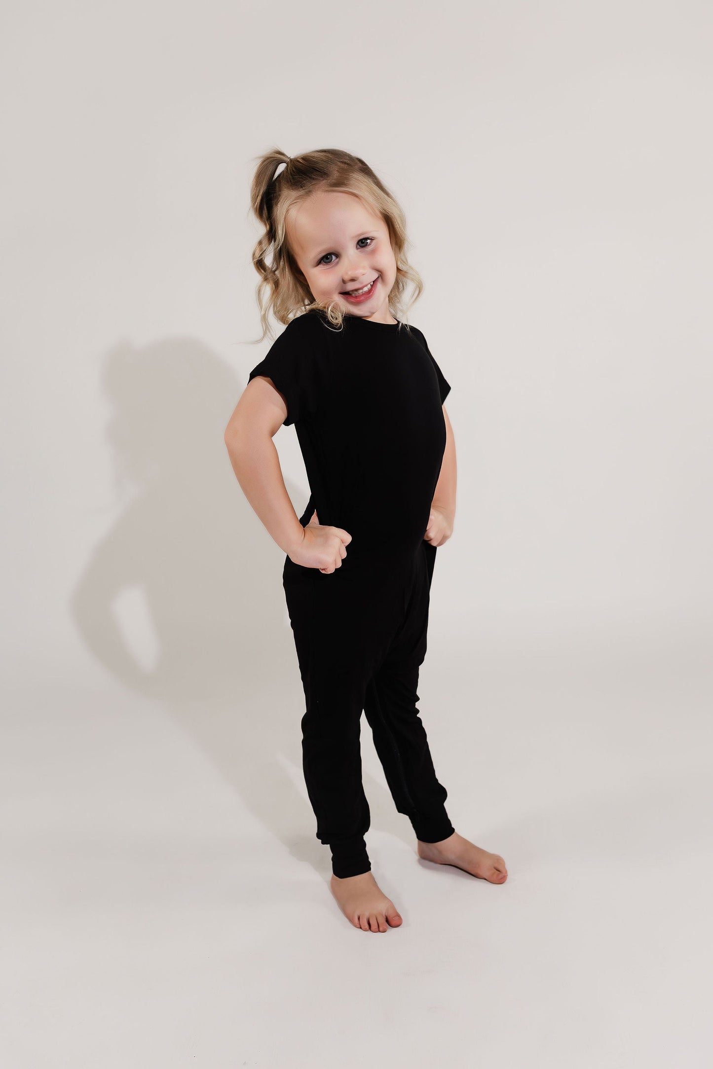 Black Bamboo Lyocell Zip Romper