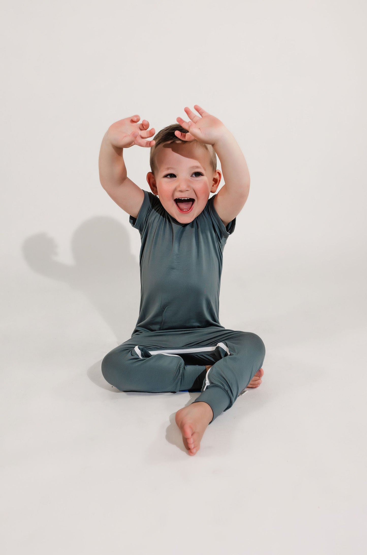 Deep Teal Bamboo Lyocell Zip Romper
