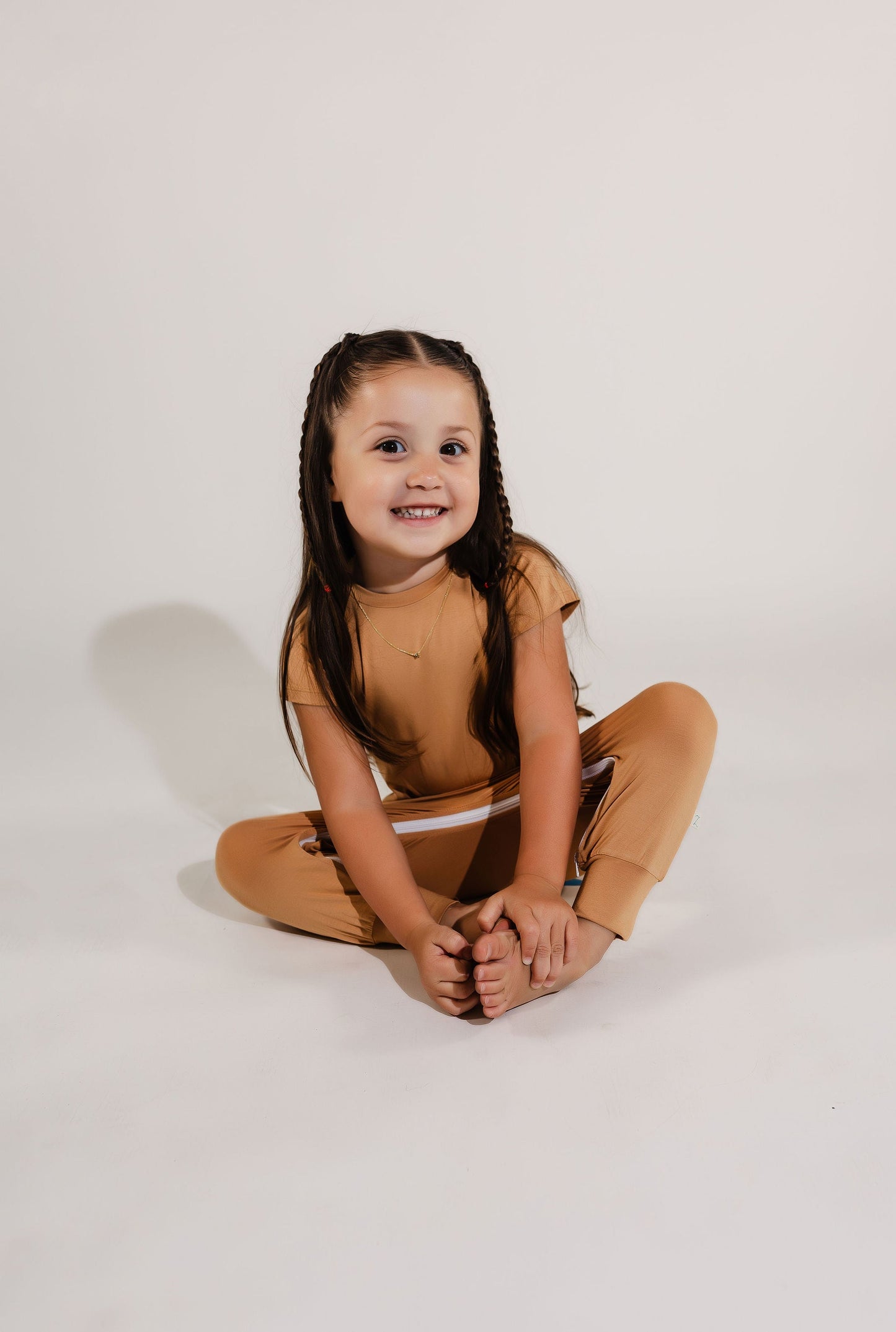 Camel Bamboo Lyocell Zip Romper