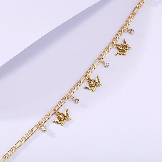 Cubic Zirconia & Goldtone Angel Station Necklace