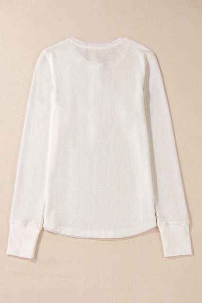 Threaded Pear Teresa Color Waffle Half Long Sleeve Top