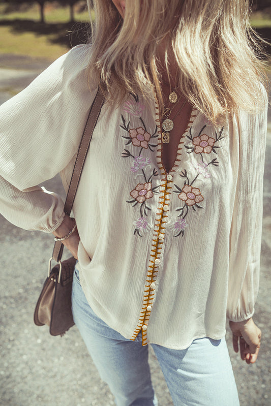 Threaded Pear June Puff Sleeve Loose Shirt