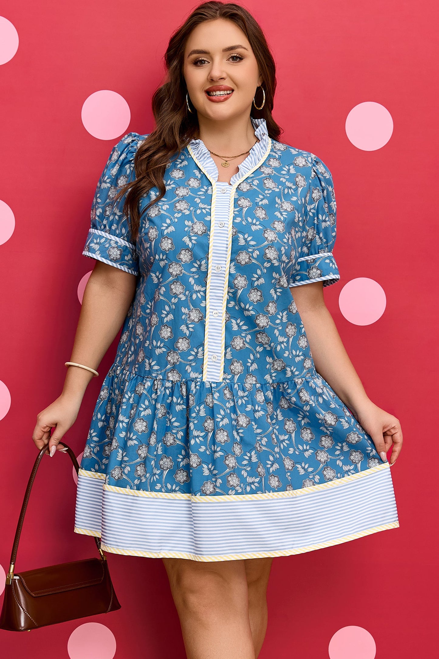 Threaded Pear Meilani Front Ruffle Hem PLUS Dress