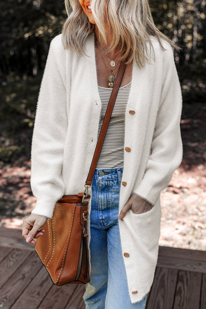Threaded Pear Brooklyn Front Midi Solid Cardigan