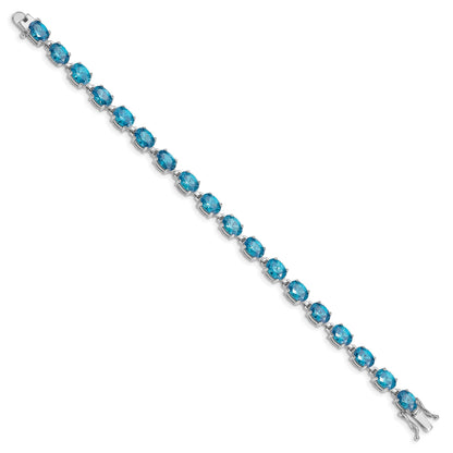 4.75 Ct Oval Swiss Blue Topaz Prong Sterling Silver Tennis Bracelet