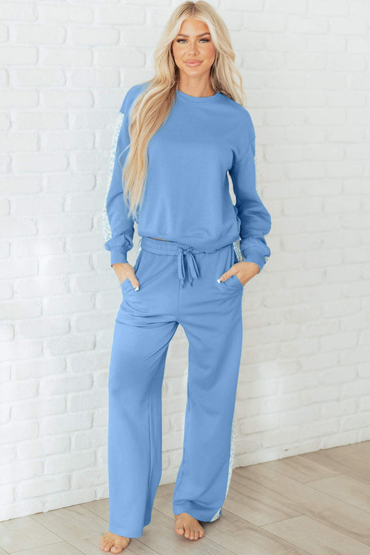 Threaded Pear Robin and Sweatpants Lounge Set