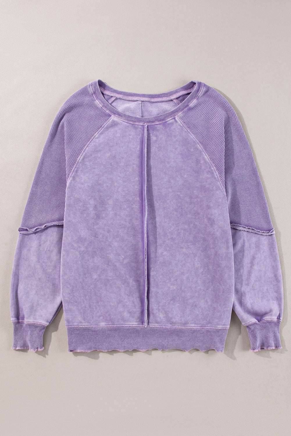 Jolie Waffle Exposed Seam Raglan Sweatshirt - Mint / M - 8/10