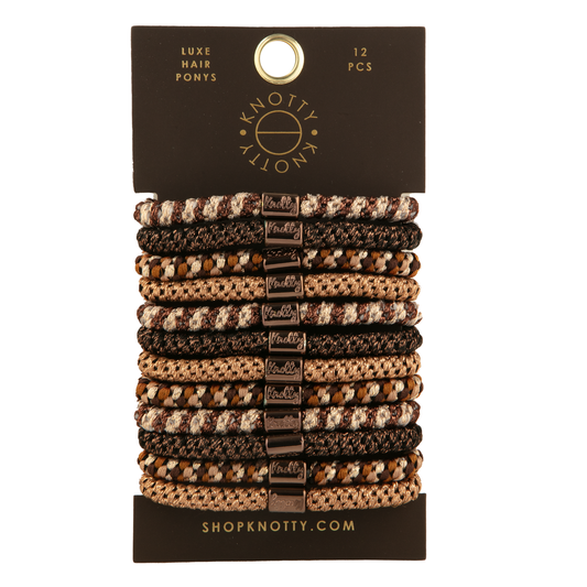 LUXE PONY SET 12-PK, BROWN METALLIC