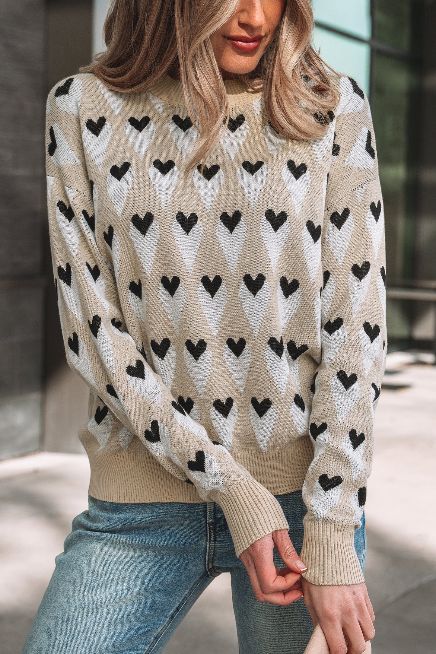 Threaded Pear Aspyn Ribbed Trim Loose Sweater