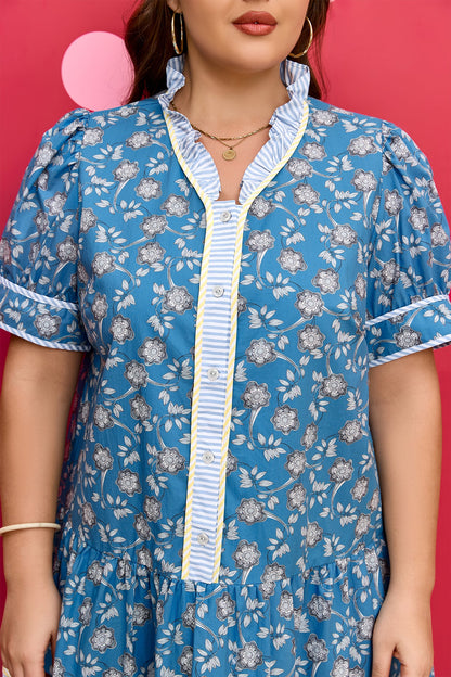 Threaded Pear Meilani Front Ruffle Hem PLUS Dress