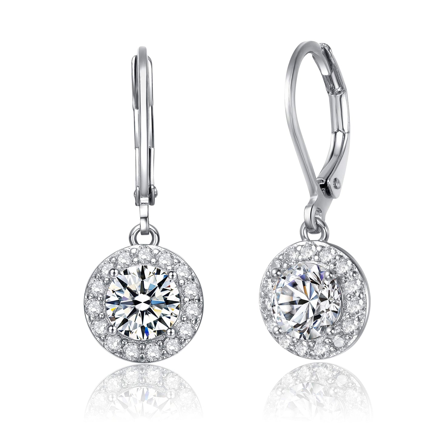 Halo Leverback Dangle Earrings