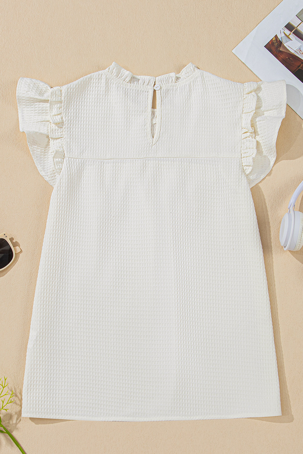 Threaded Pear Ava Trim Waffle Knit Blouse