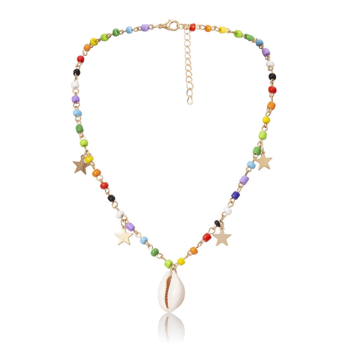 Jewel-tone Howlite & Shell Goldtone Star Station Necklace