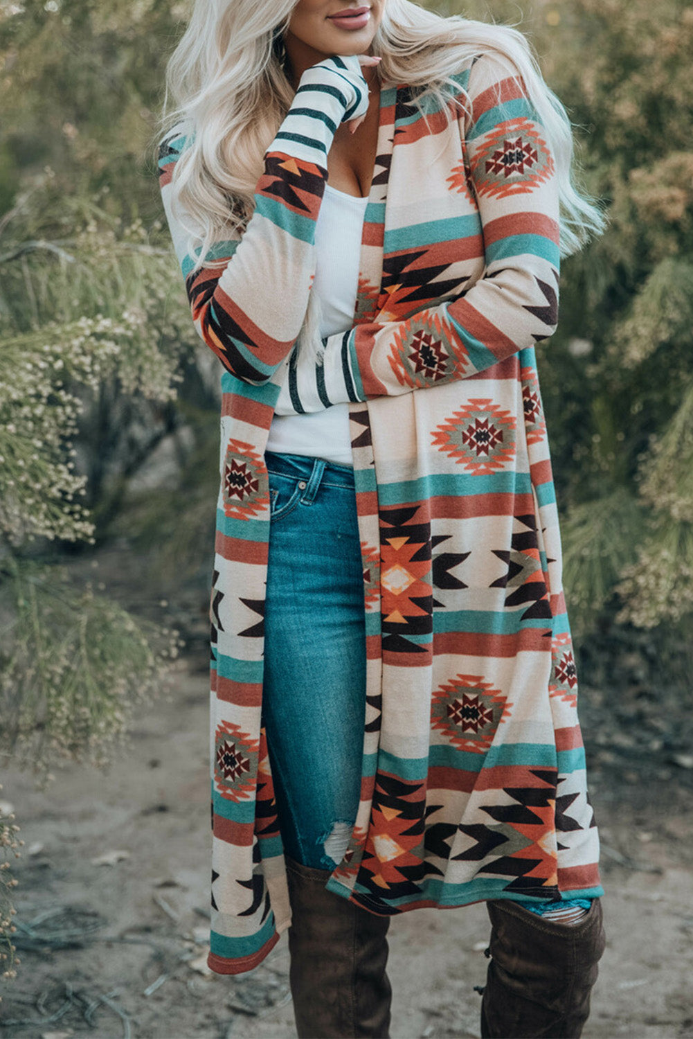 Threaded Pear Paris Open Front Long Cardigan