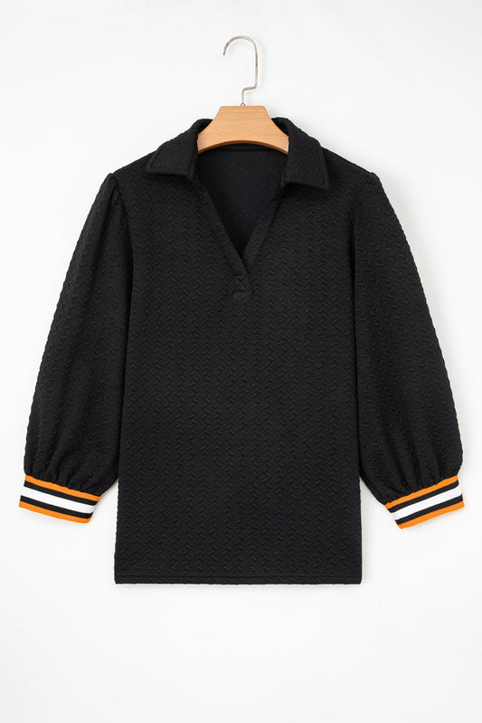 Threaded Pear Keziah Patchwork Polo Collar Pullover