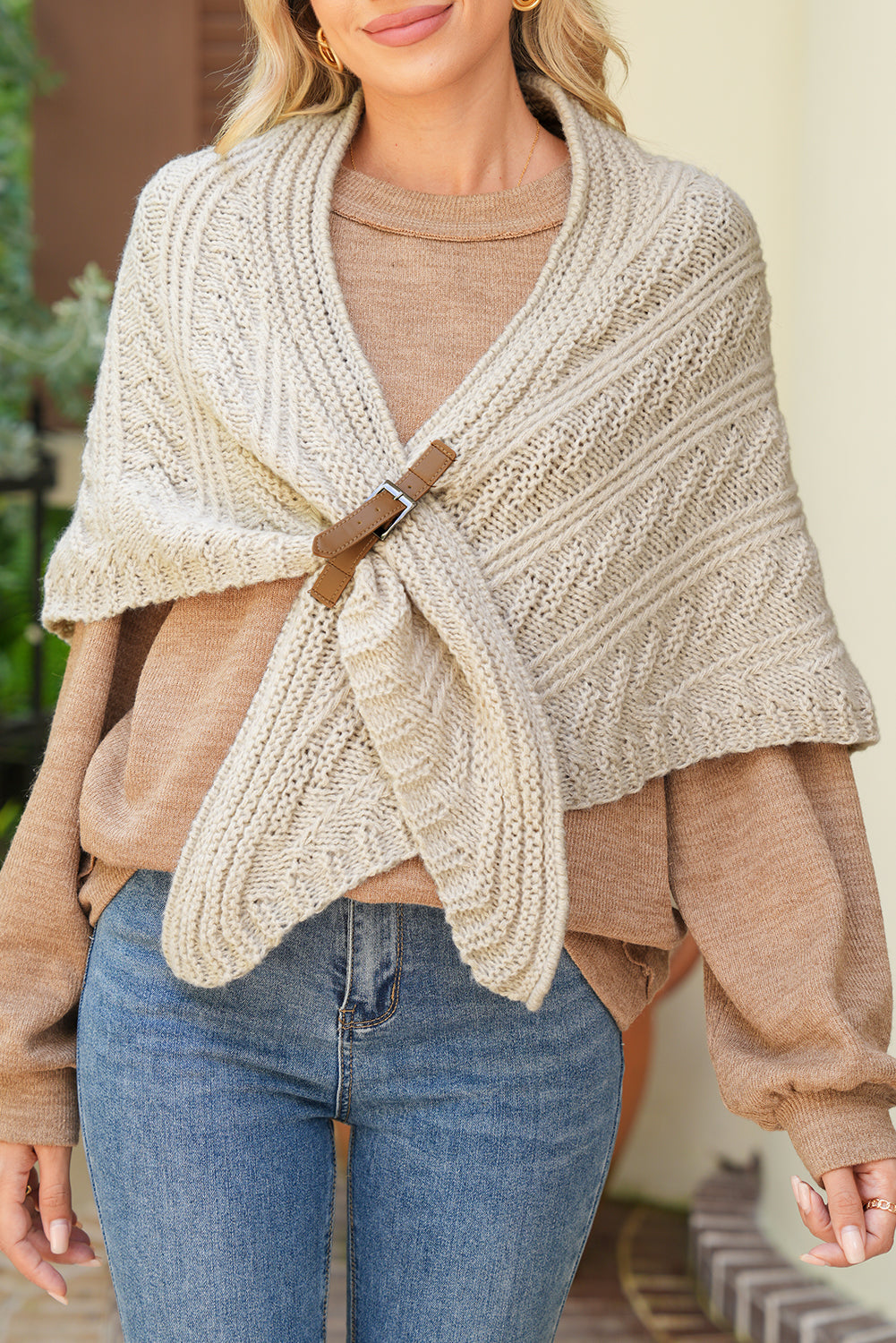 Threaded Pear Edith Belt Triangle Shawl Scarf