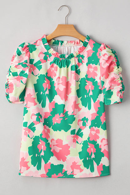 Threaded Pear Jolene Ruched Short Sleeve Blouse