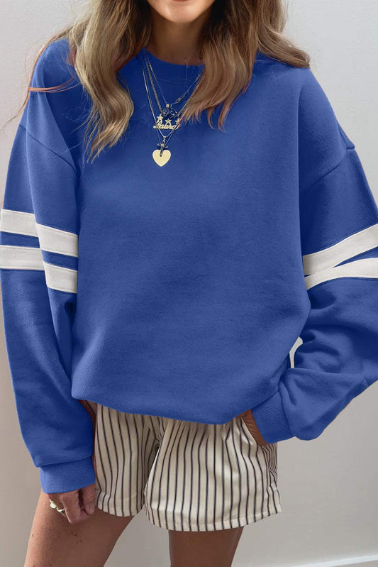 Threaded Pear Paige Striped Oversized Sweatshirt